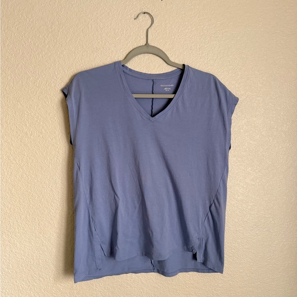 Eileen Fisher Organic Cotton Jersey V-Neck Tee XS Blue - Picture 2 of 9